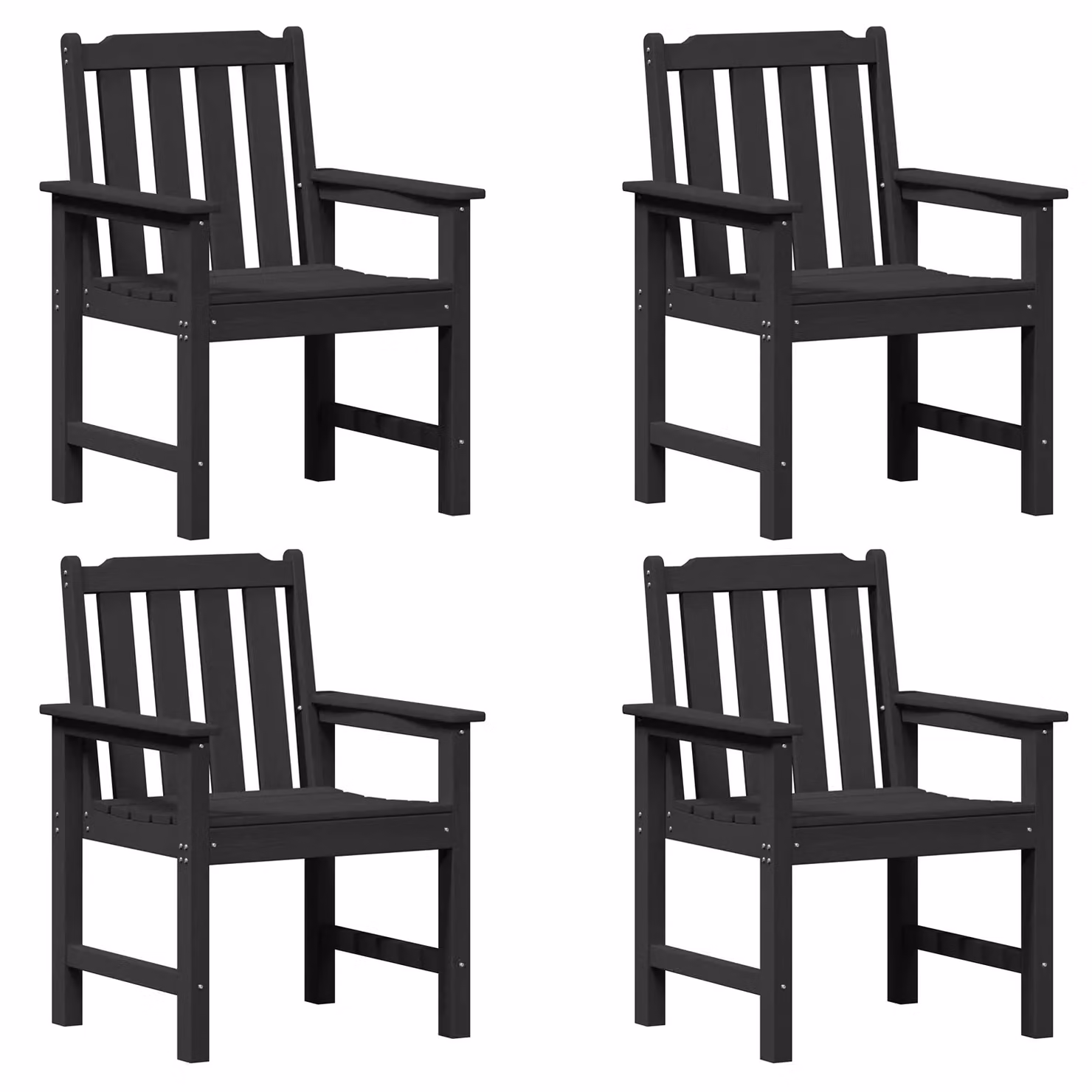 Berkfield Home Set of 4 Black Modern Garden Dining Chairs, W/D/H: 55.5 x 55.5 x 88 cm – 2