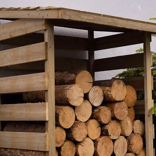 Forest Garden Compact Wooden Pent Log Store in Brown – 3