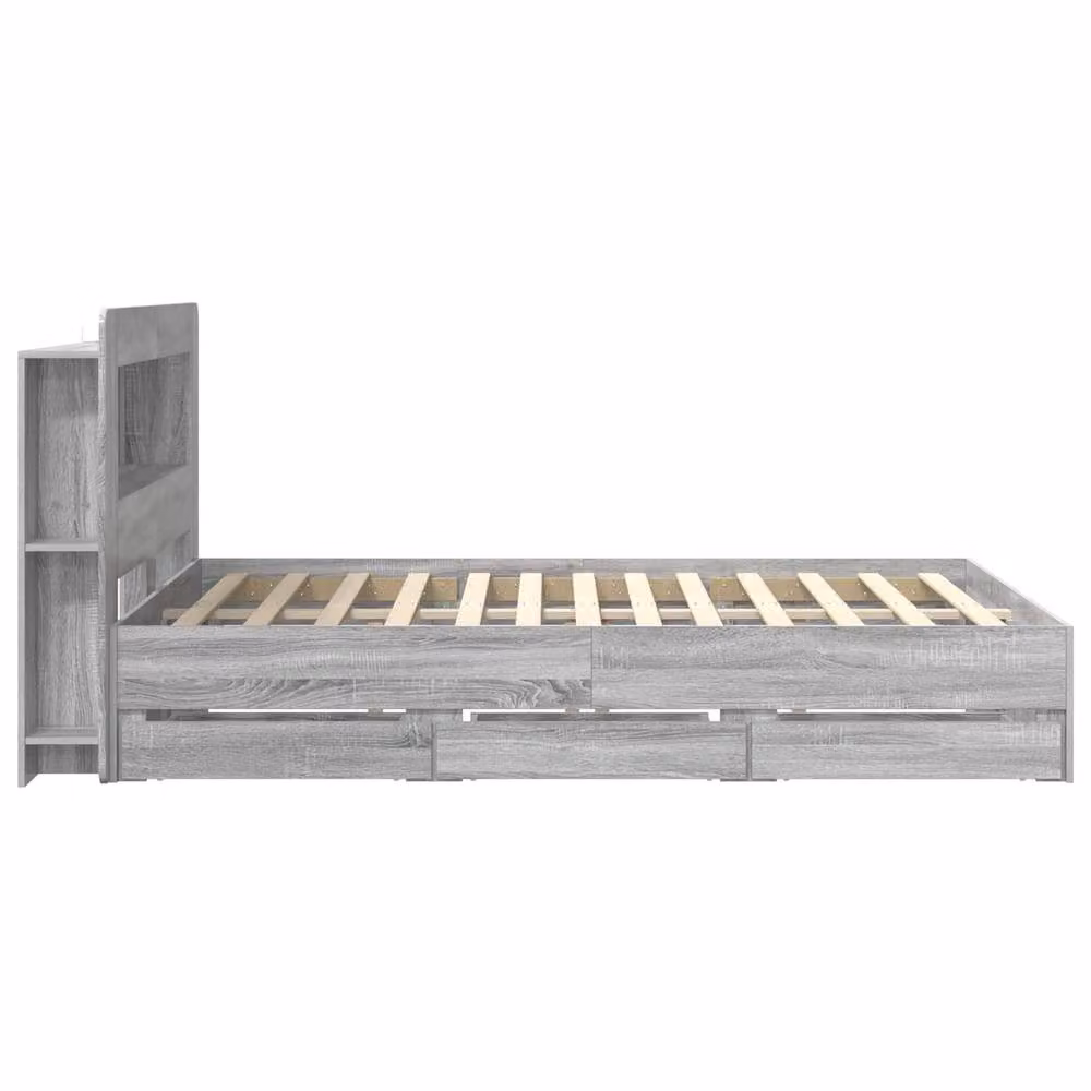 Berkfield Home Modern Bed Frame with Storage Drawers in Grey Sonoma, Engineered Wood, W/D/H: 160 x 200 cm – 2
