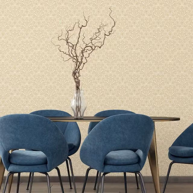 Hoopla Walls Art Deco Geometric Abstract Wallpaper in Gold and Yellow