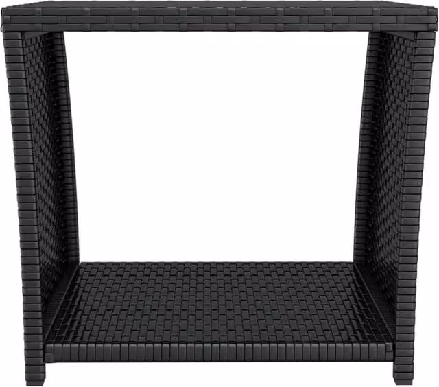 Berkfield Home Black Poly Rattan Tea Table with Tempered Glass Top