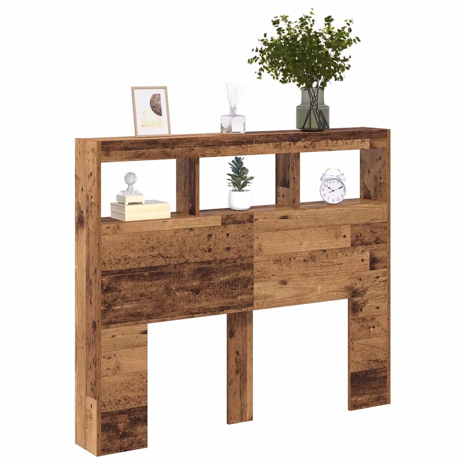 Berkfield Home Rustic Solid Reclaimed Wood Headboard with Integrated Lighting and Shelf in Brown, W: 120 cm, D: 17 cm, H: 102 cm – 3