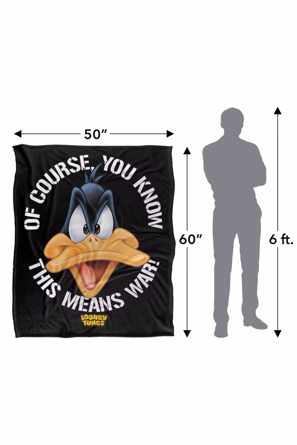 Warner Bros. Looney Tunes Daffy Big Head This Means War Super Soft Silky Touch Fleece Throw Blanket, Multicolour, W: 152 cm, D: 127 cm – 8