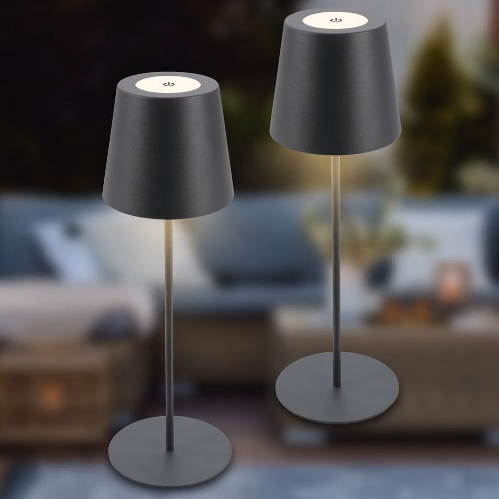 Briloner Set of 2 Rechargeable LED Table Lamps, Dimmable and Height-Adjustable, Anthracite, H 36 x W 10.5 cm – 6