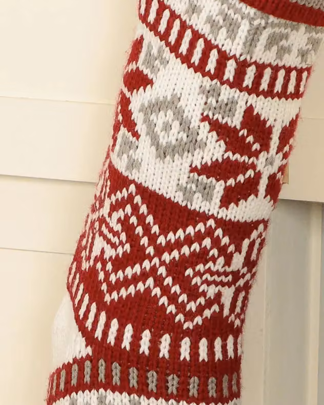 Dibor Set of 4 Red Fair Isle Nostalgia Knit Christmas Stockings – 3