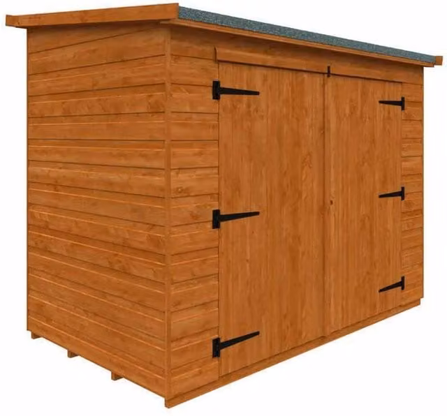 Buttercup Farm Pent Compact 12mm Wooden Garden Shed in Burnt Orange – 1