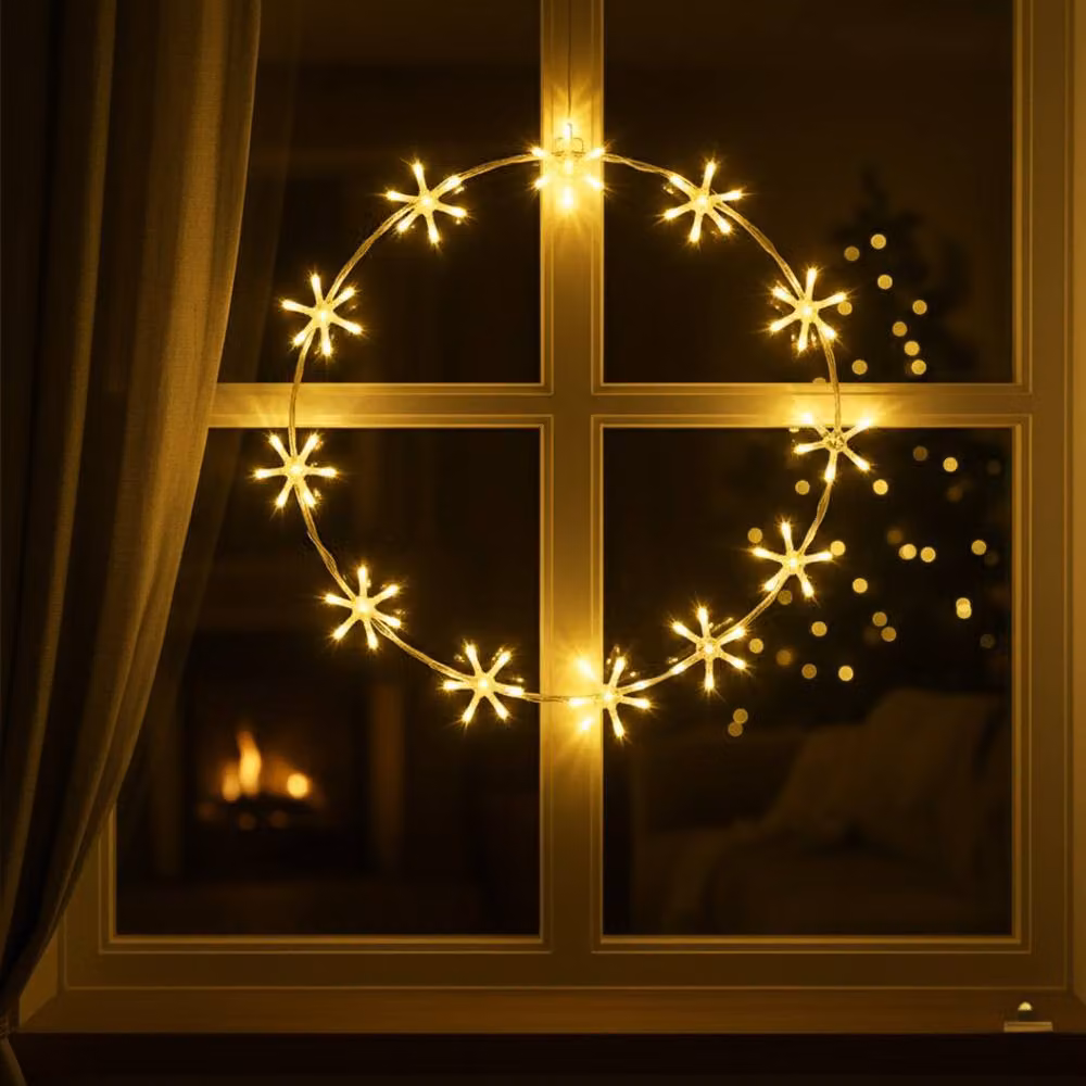 Pegdev Outdoor Christmas Metal Wreath with Warm White LED Lights and 8 Functions, Diameter: 55 cm – 2