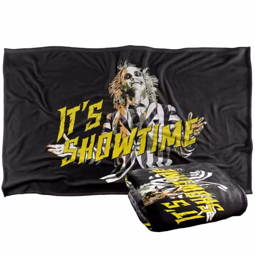 Warner Bros. Beetlejuice Showtime Silky Touch Super Soft Fleece Throw Blanket, Multicolour, W/D/H: 91.44 x 91.44 x 1.47 cm – 1