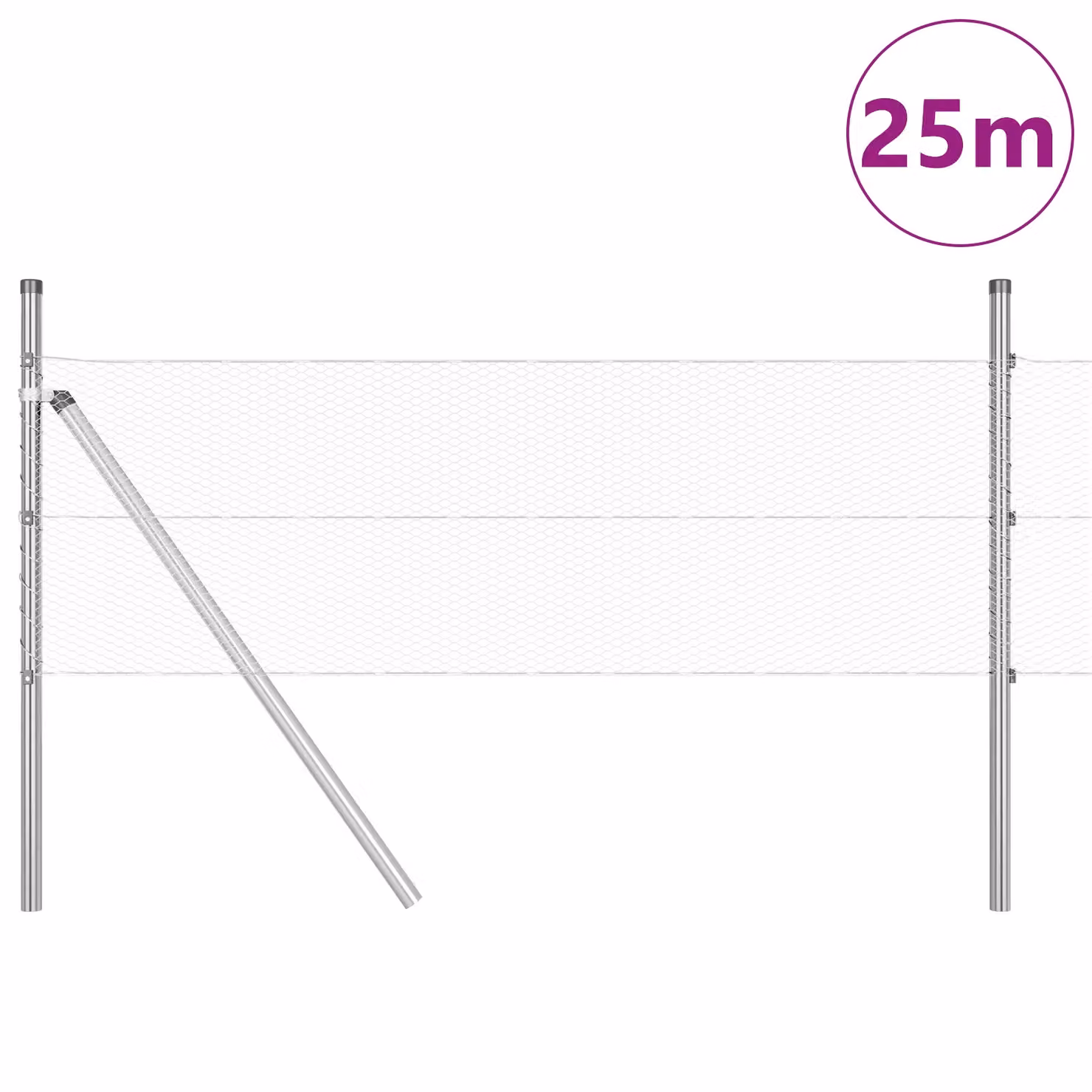 Berkfield Home Hexagon Fence in Silver Galvanised Steel, H 0.8 m x W 25 m – 2