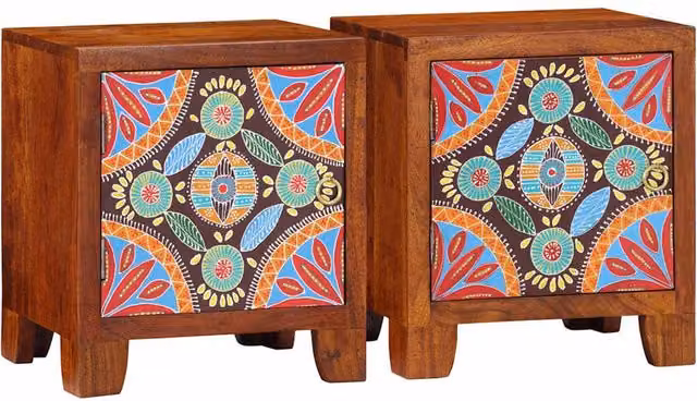 Berkfield Home Set of 2 Acacia Wood Bedside Cabinets in Brown, W/D/H: 40 x 30 x 45 cm – 1