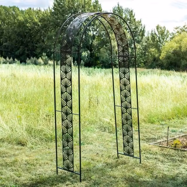 Ascalon Design Ltd Art Deco Arch Metal in Black, W: 120 cm, H: 233 cm, L: 46.5 cm
