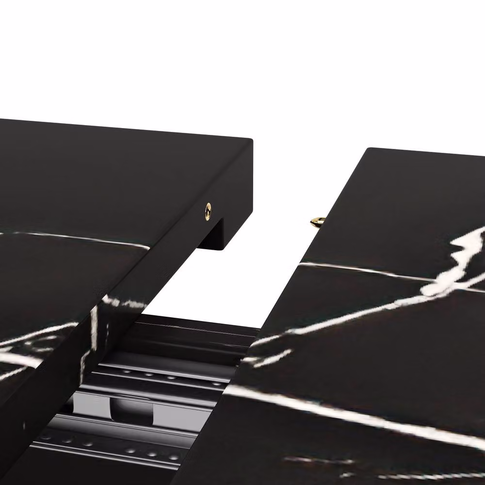 BTM Extendable Rectangular Dining Table in Black with Wood Grain Finish, W: 120 cm, D: 75 cm, H: 75 cm (Extends to 150 cm) – 7