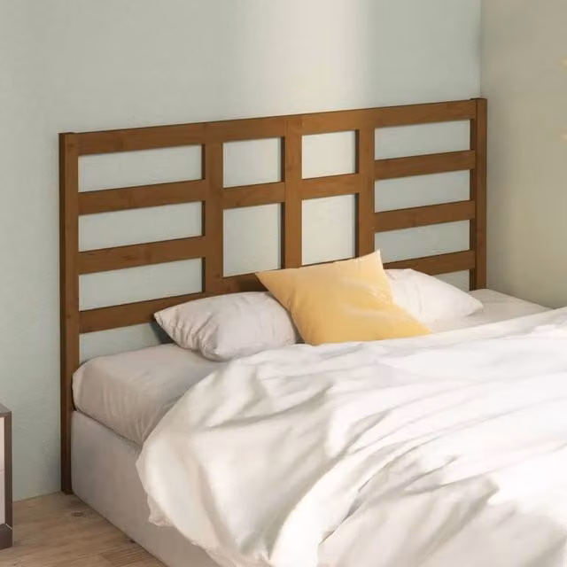 Berkfield Home Beautiful Bed Headboard in Honey Brown Solid Pine Wood, W: 146 cm, D: 4 cm, H: 104 cm