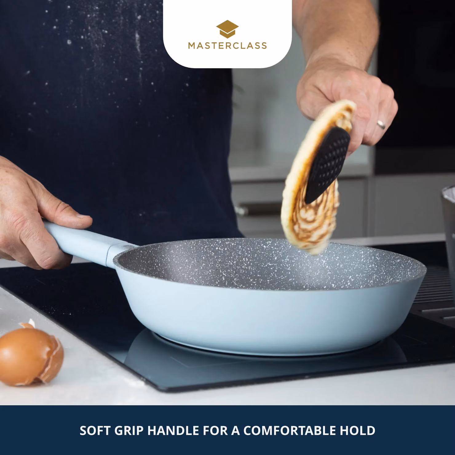MasterClass Non-Stick Cast Aluminium Frying Pan, Blue, 26cm – 9