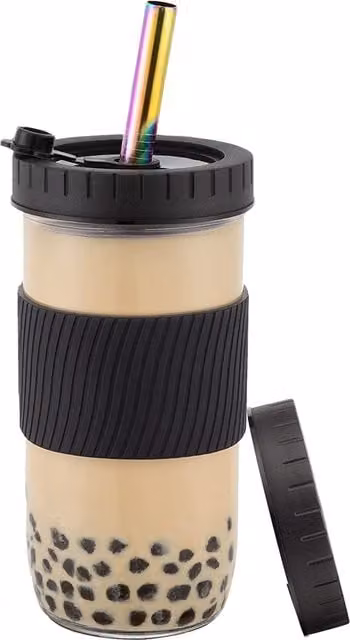 Xample Black Wide Mouth Tumbler Set with Lid and Straw, 24oz