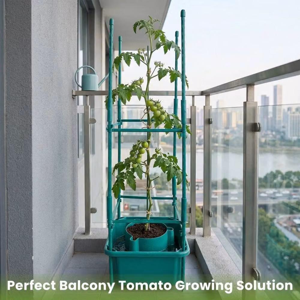 EONLION 6-Piece Green Garden Tomato Halo Planter Set with Plant Stakes and Grow Bags – 3