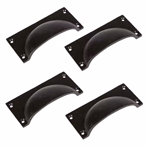 Hammer & Tongs Matt Black Iron Rectangular Cabinet Drawer Pulls, Pack of 4 – 1