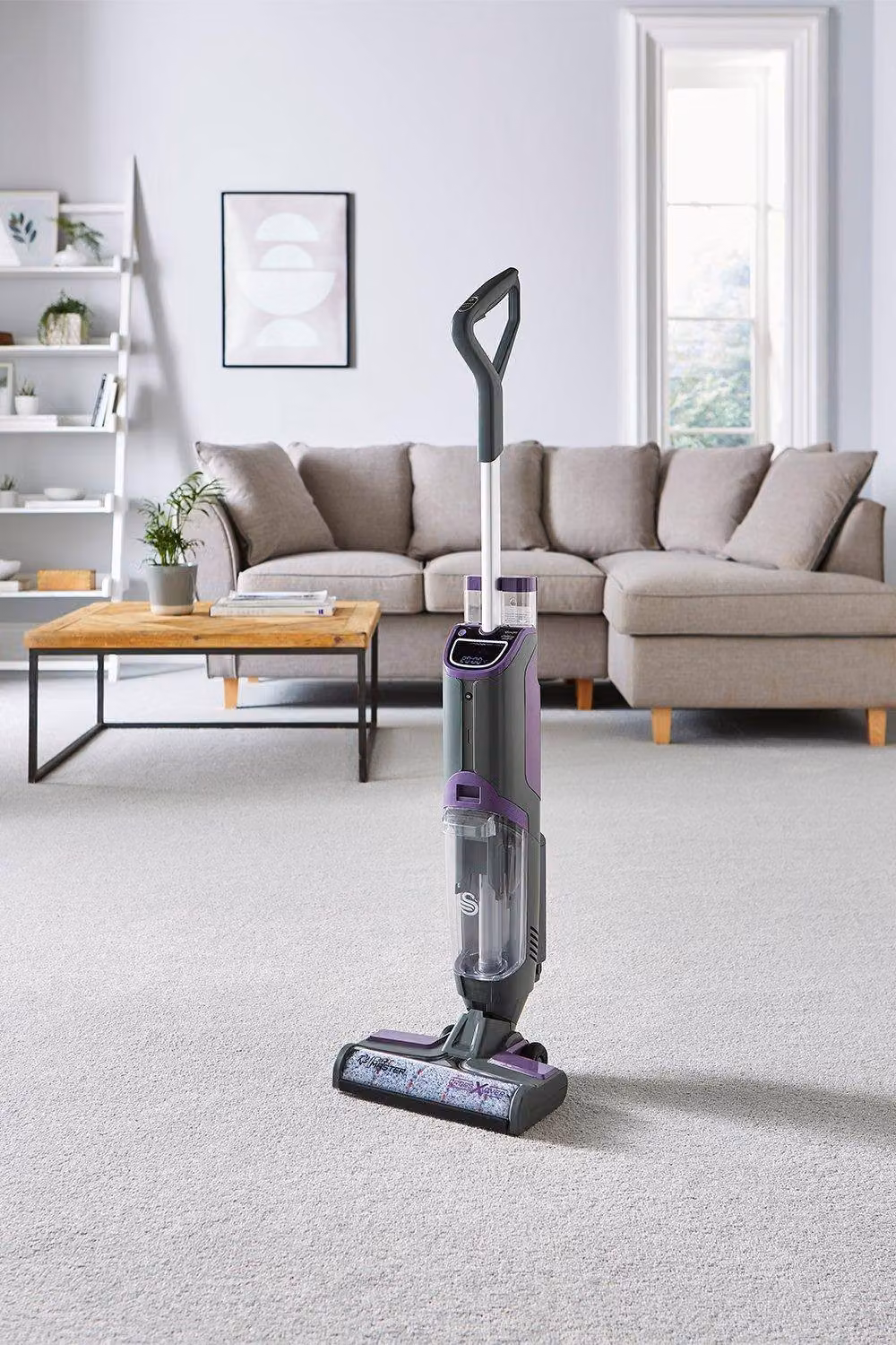 Swan Dirtmaster Crossover All-in-One Wet Dry Vacuum Cleaner in Grey and Purple, Cordless with LED Display and Smart Home Integration – 2