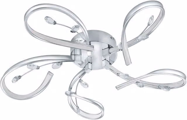 Loops LED Wall and Ceiling Flush Light in Chrome with White and Transparent Crystal Plastic