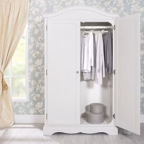 Statement Furniture Romance Double Wardrobe in White or Grey with Full Hanging Space, H 193 x W 115 x D 59 cm