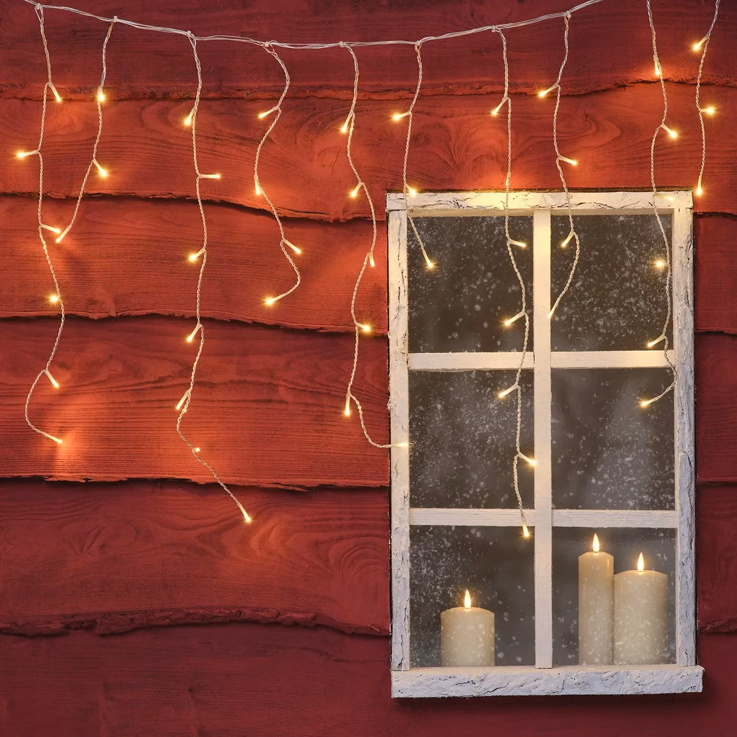 Lights4fun Warm White LED Icicle Drop Lights in White and Transparent