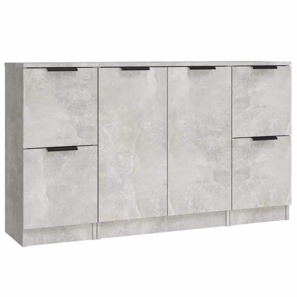Berkfield Home Set of 3 Modern Sideboards in Concrete Grey Matt MDF – 2