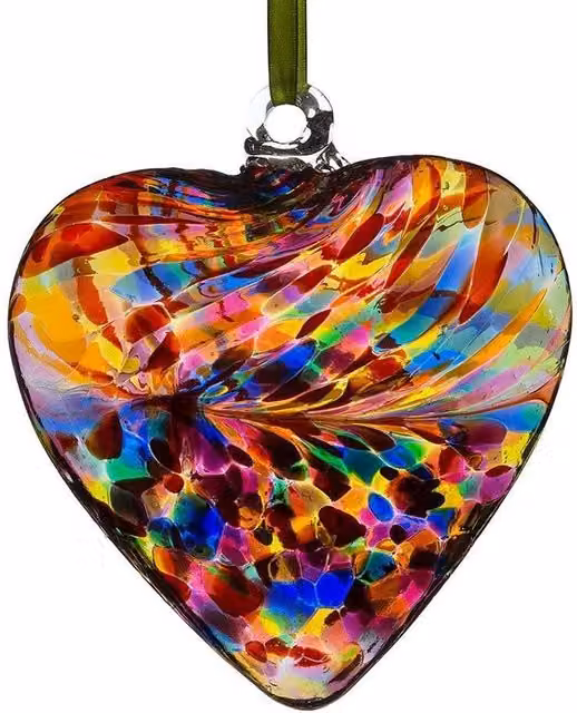 Sienna Glass Handmade Multicoloured Hanging Heart Ornament in Red – 1