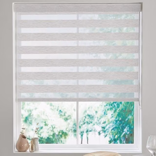 Terrys Samaria Made to Measure Day and Night Blind in Grey and White Polyester