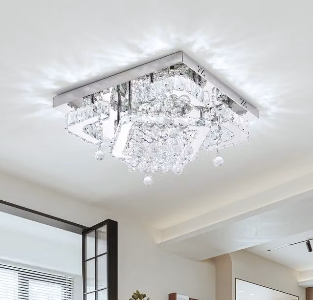 Livingandhome 50W LED Crystal Ceiling Light in Chrome