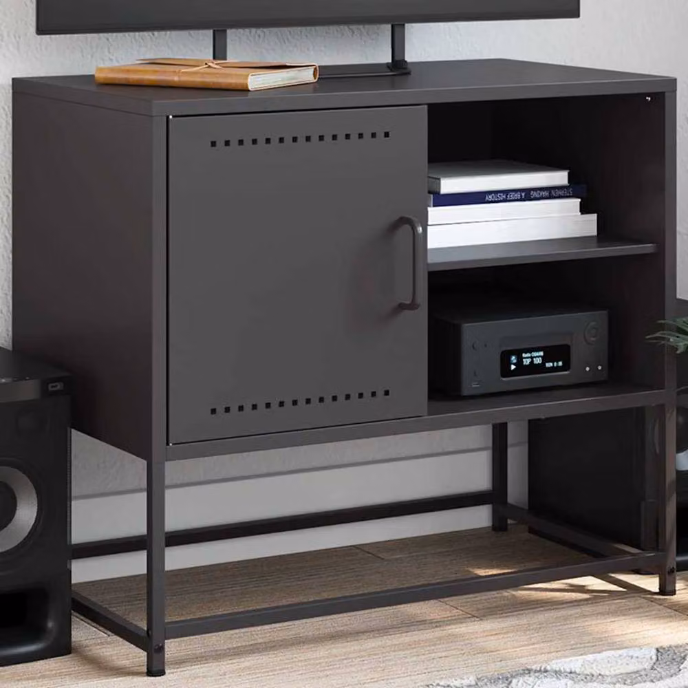 Berkfield Home Industrial TV Cabinet in Black Metal, W/D/H: 68 x 39 x 60.5 cm – 2