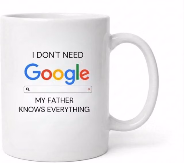 Dyzi Dad Knows Everything Ceramic Mug in White
