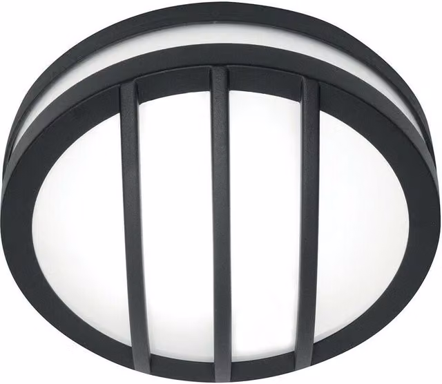Loops Modern Round Outdoor IP54 Wall Light in Graphite with E27 LED Compatibility