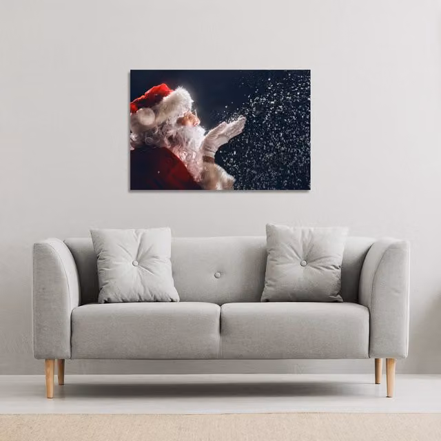 Benjamin Tate Design LTD Merry Christmas And Happy Holidays Typography Canvas, Blue/Multicolour, W: 31 cm, H: 41 cm