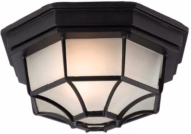Netlighting 6 Panel Lantern Flush Ceiling Light in Black with E27 Socket and IP43 Rating