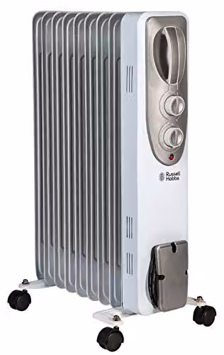 Russell Hobbs 2000W White Oil Filled Radiator with Adjustable Thermostat and Overheat Protection – 1