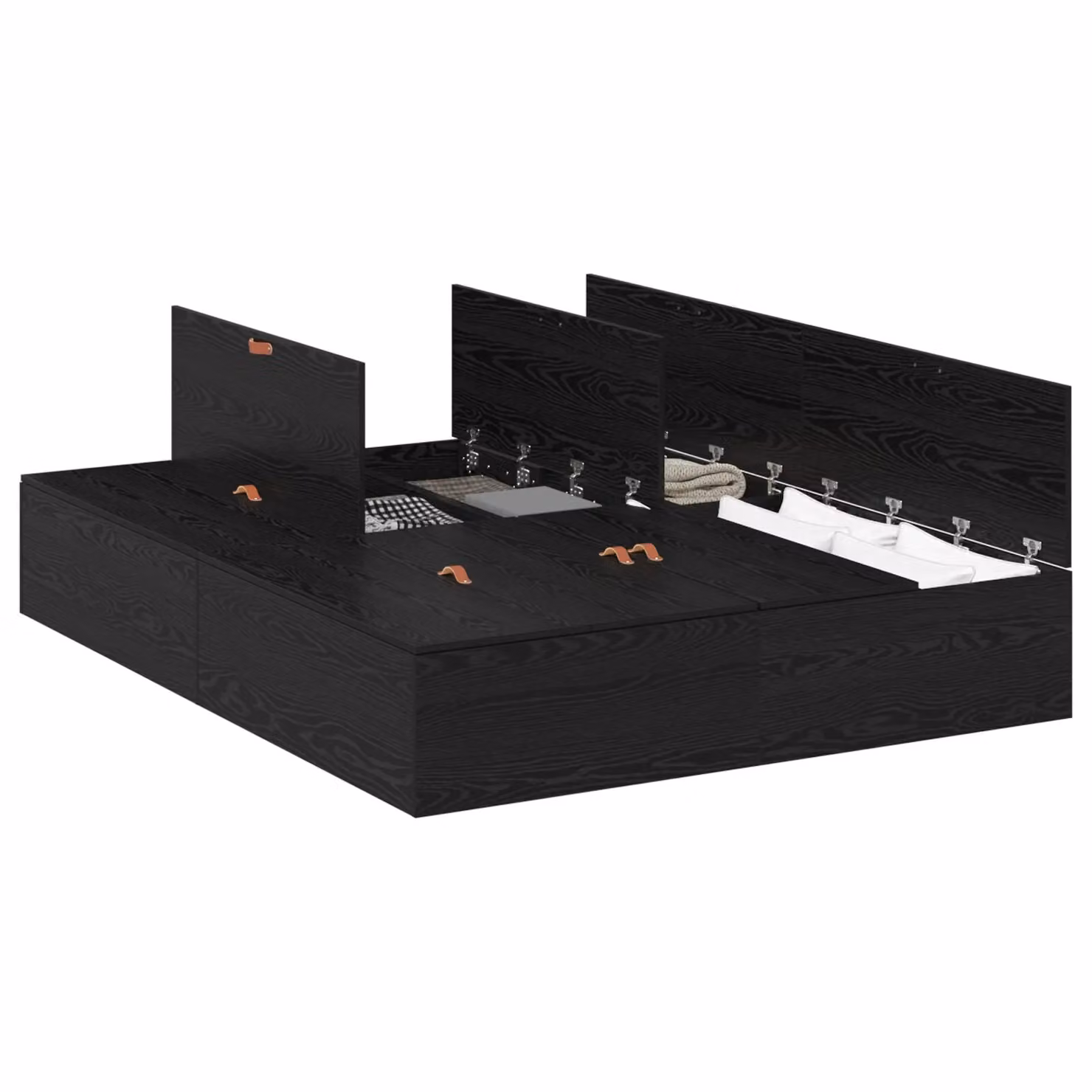 Berkfield Home Modern Storage Bed Frame in Black Oak, W: 150 cm, L: 200 cm – 2