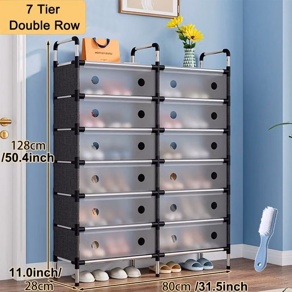 Ventryn 7 Tier Black Metal Shoe Rack and Cabinet Storage Organiser – 2