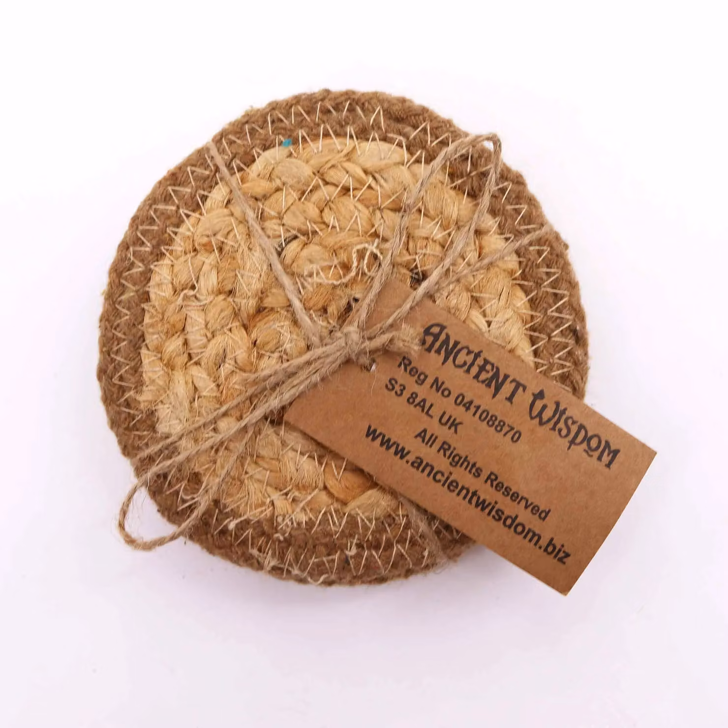 KDMD Natural Jute and Cotton Coaster Set of 4 in Brown, Diameter: 10 cm – 2