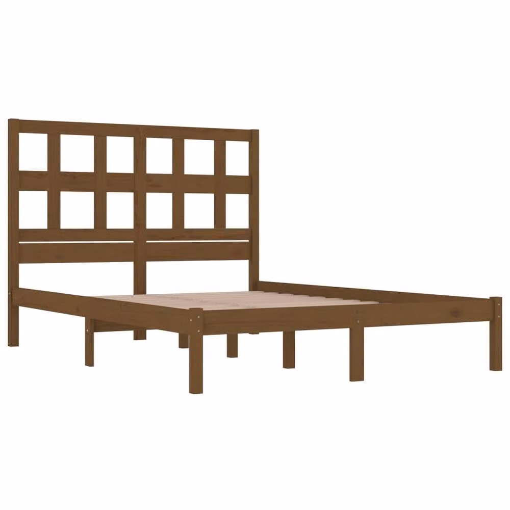 Berkfield Home Solid Wood Pine Bed Frame in Honey Brown, W/D/H: 200 x 200 cm – 3