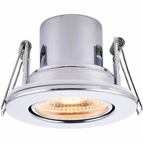 Loops Recessed Tiltable Ceiling Downlight - Dimmable 8.5W Warm White LED - Chrome and Transparent