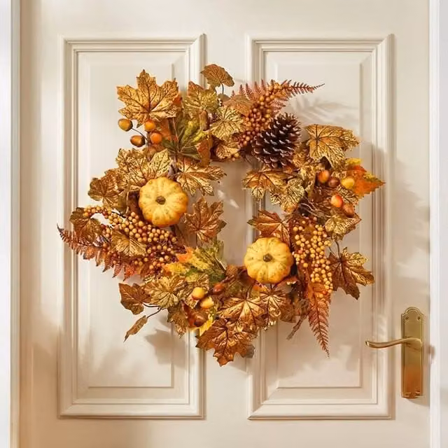 Garden Greatness Autumn Cones and Berries Wreath in Orange and Multicolour, Diameter: 50 cm – 2