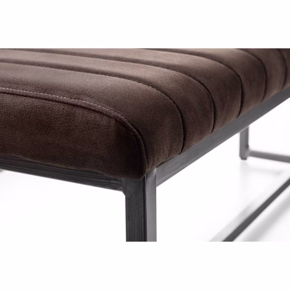 Cheshire Premium Kingsley Upholstered Bench in Dark Brown with Gunmetal Metal Frame – 4