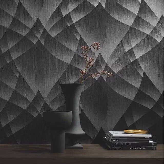 Erismann Geometric Abstract Glamour Non-Woven Wallpaper in Black and Grey – 1