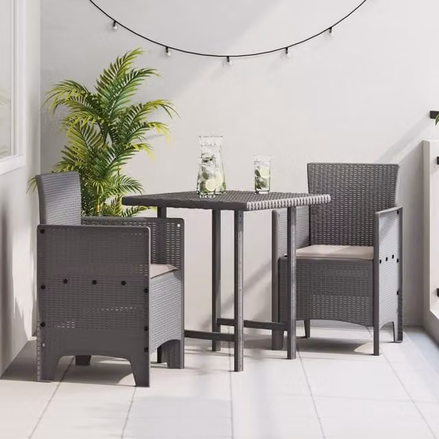 Berkfield Home Set of 2 Modern Light Grey Poly Rattan and Steel Garden Chairs – 1