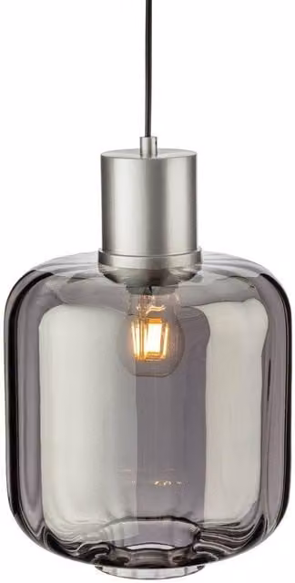 Netlighting Eton Suspended Cylinder Pendant Light in Grey Aluminium and Glass