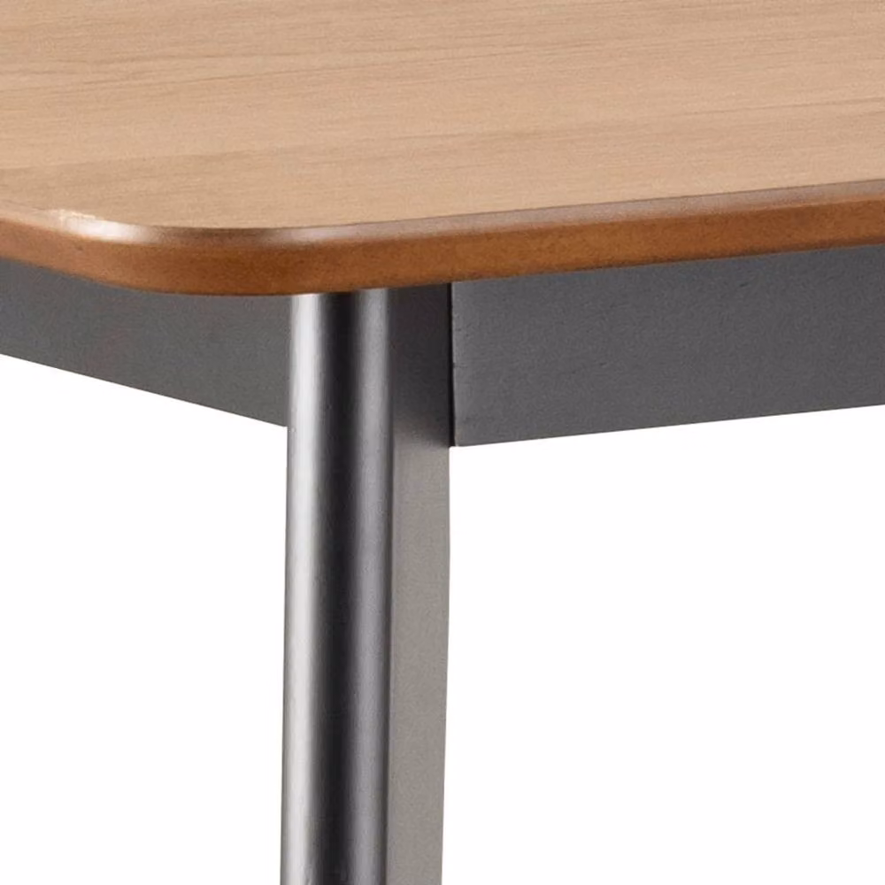 Wyld Haus Krakow Rectangular Bar Table and 2 Stools in Natural Oak Effect and Black – 2