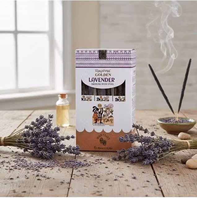 KDMD Golden Lavender Smudging Resin Incense Sticks, Purple Floral, 30g – 1