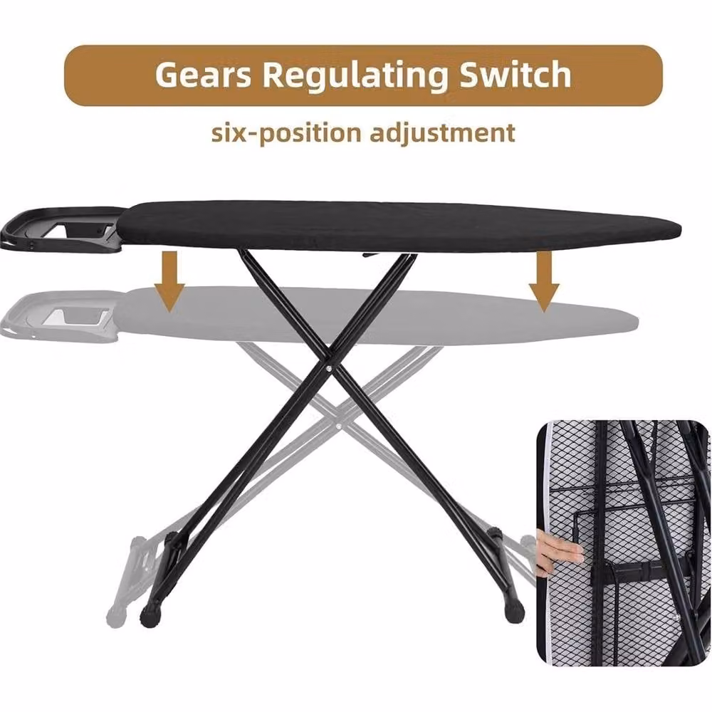 Nordara Lightweight Folding Ironing Board with Adjustable Height and Non-Slip Base, Black, W: 120 cm, D: 40 cm, H: 84 cm – 4