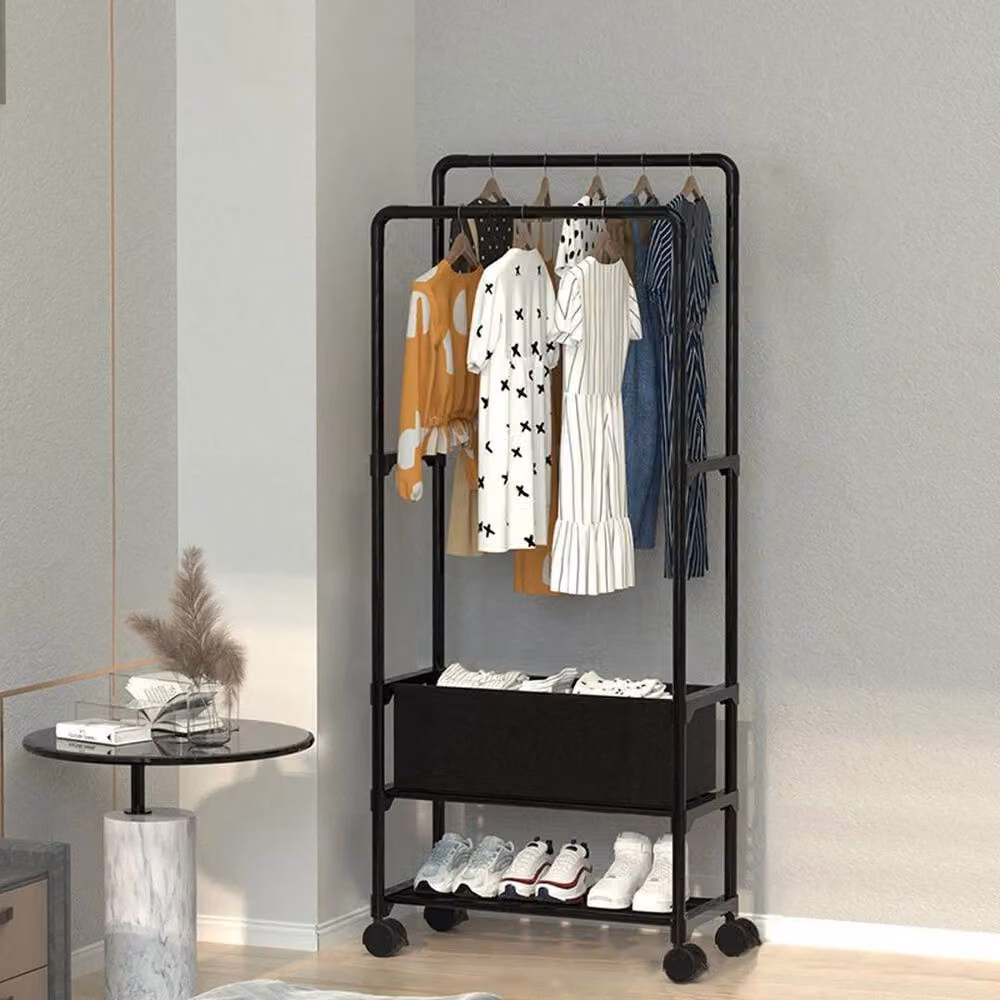 FORGEVIO B-Metal Rolling Garment Rack Trolley in Black – 3