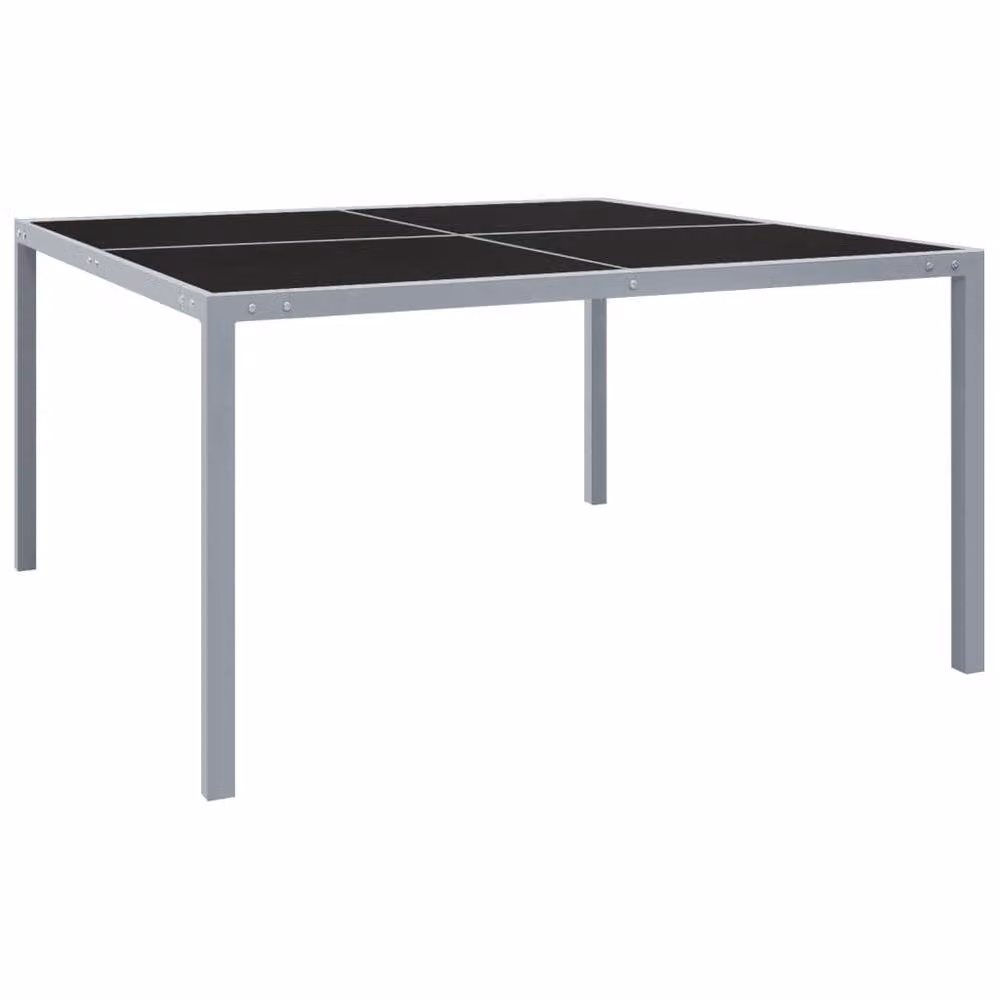 Berkfield Home Square Garden Table in Grey Powder Coated Steel and Glass, W/D/H: 130 x 130 x 72 cm – 2